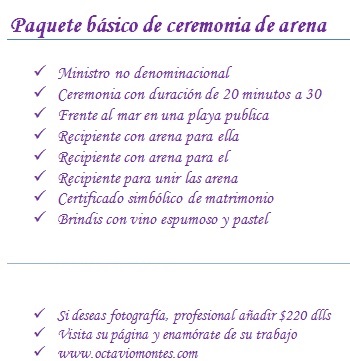 Paquete de ceremonia de arena en cancun