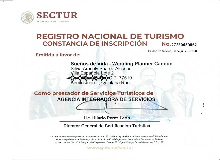 Coordinadora de bodas registrada en Sectur